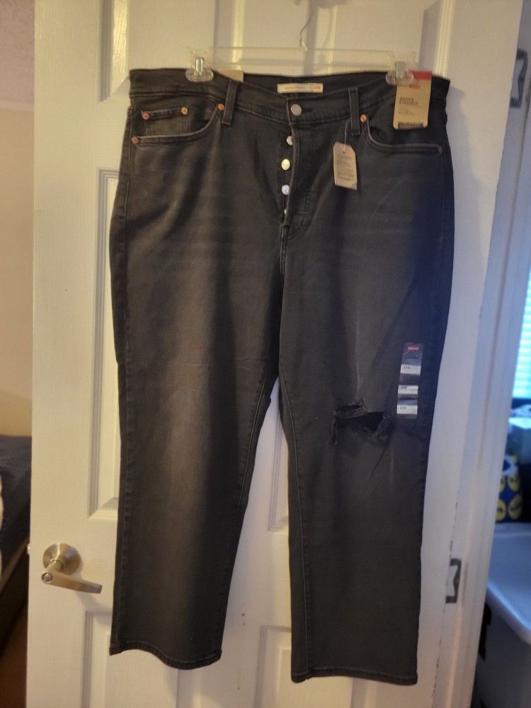 Womens Levis Black Wedgie Straight Jeans