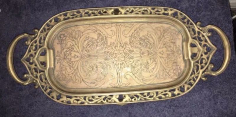 Vintage etched ornate ornate brassy Footed Tray from Castilian Imports  #8636 for Sale in Bellflower, CA - OfferUp
