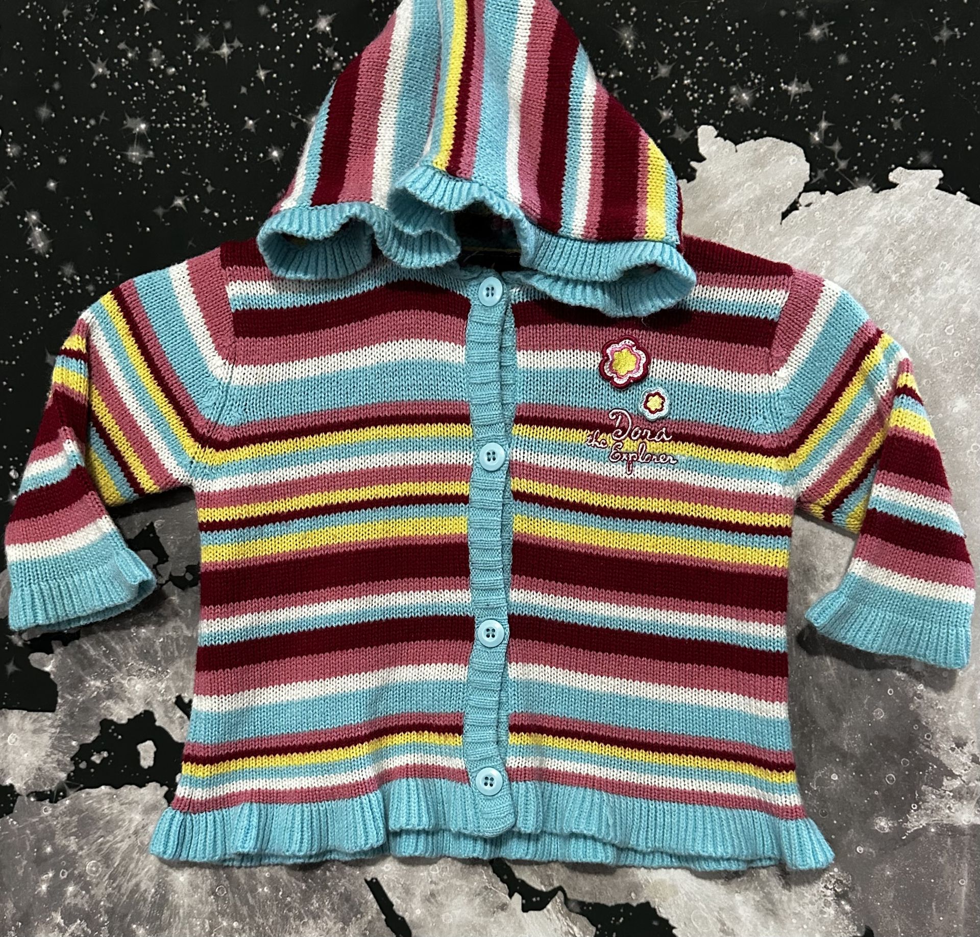 Dora The Explorer Striped Cardigan Sweater