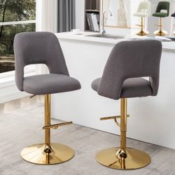 Set Of 2 Bar Stools In Gray 