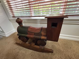 Just In Time for Xmas - Hand-carved Vintage Train Child’s Rocker 
