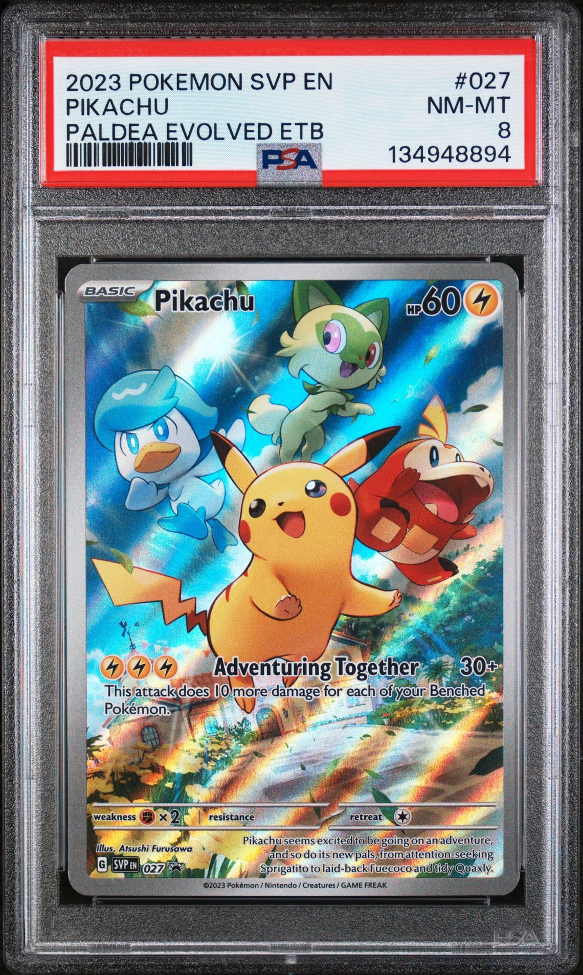 Pikachu PALDEA EVOLVED ETB BLACK STAR PROMO #027 2023 POKEMON PSA 8
