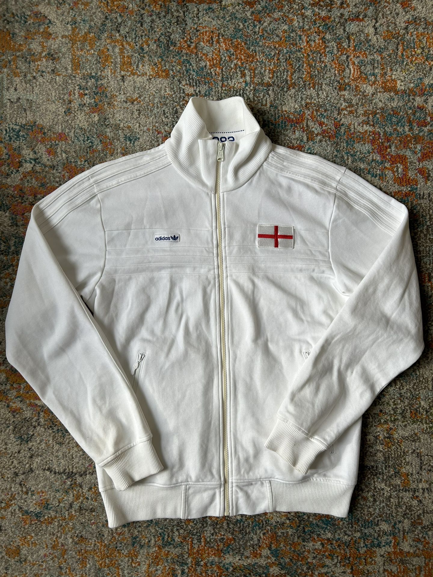 Sweater with zip y2k adidas england , size L , white