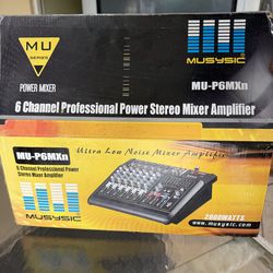 Console mixer amplifier with two speakers