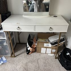 Used White Desk Gold Hardware