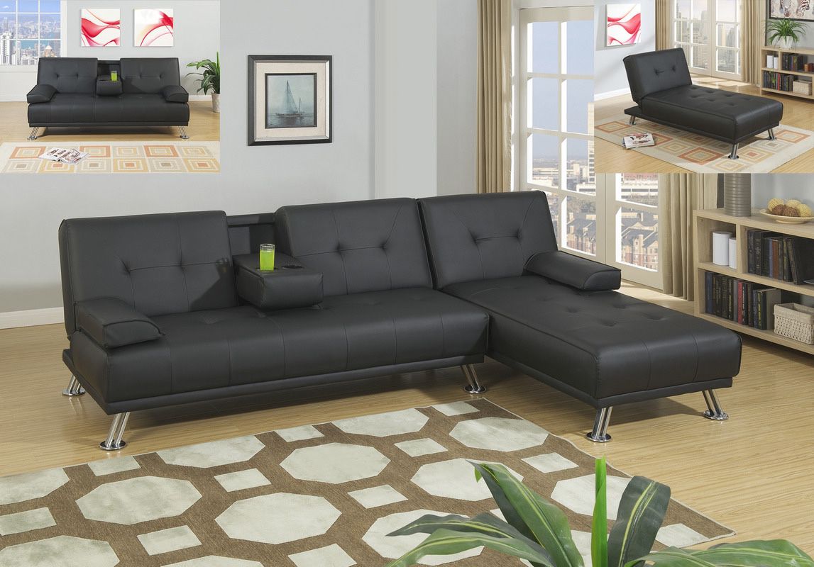 NEW BEAUTIFUL FUTON SOFA BED WITH CHAISE