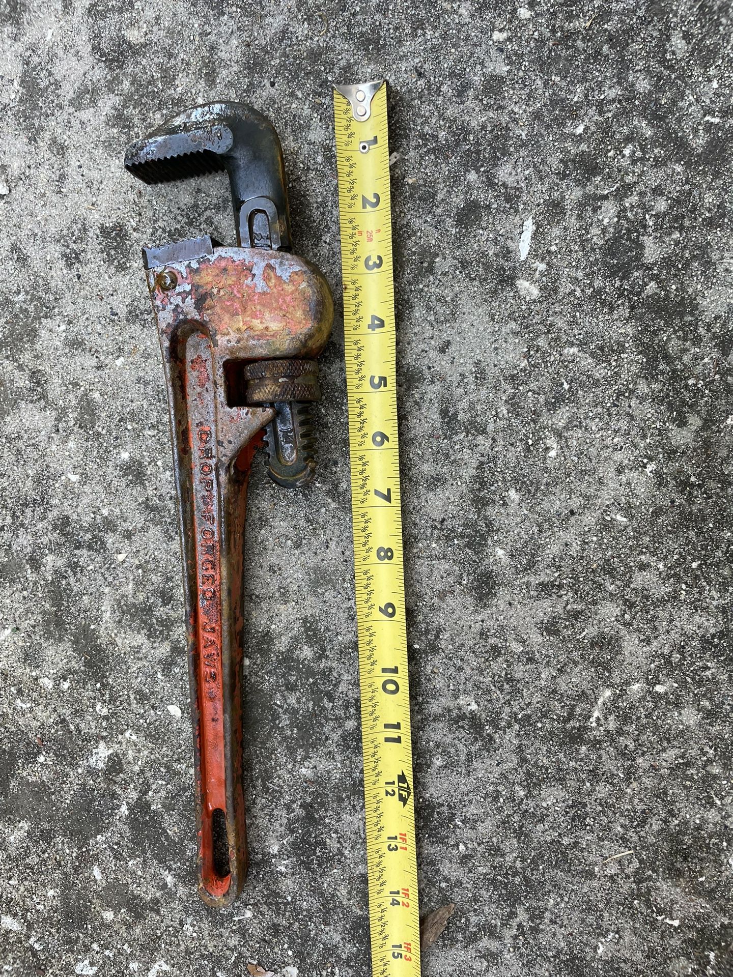 VINTAGE HEAVY DUTY 14”DROP FORGED JAWS WRENCH