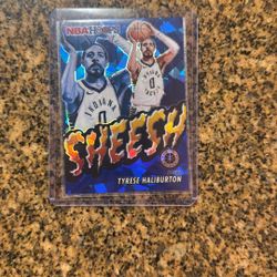 Tyrese Haliburton [Blue Ice Prizm #9 2023 Panini Hoops Premium Stock 10/99