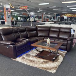 Amazing Deal👍Gorgeous Chocolate Reclining Sectional Available In Black&Grey $999