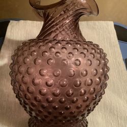 Amethyst Flower Vase With Hobnail Design