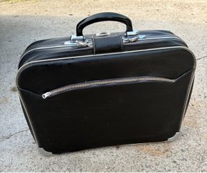 Vintage Black Faux Leather Briefcase Laptop Bag Made in Japan YKK Zipper