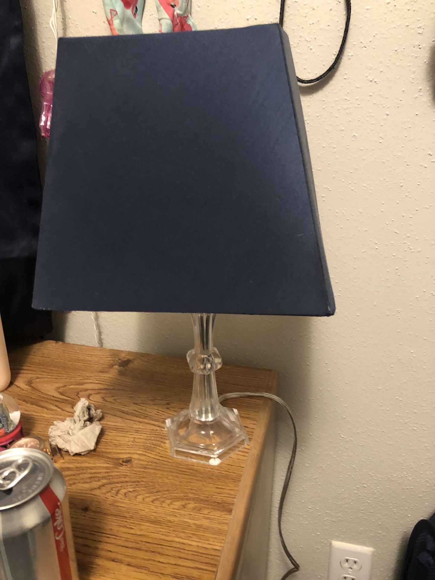 Lamp with navy blue shade
