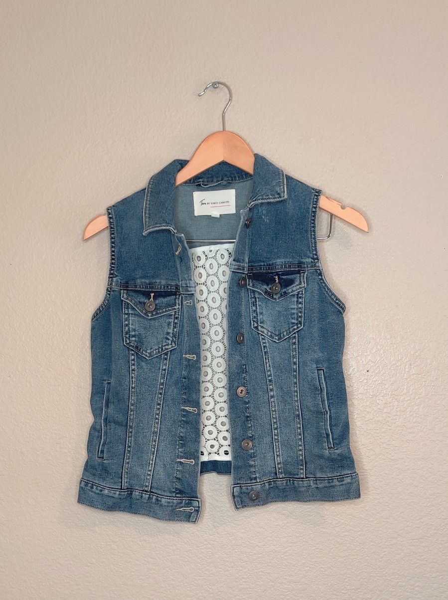 Vince Camuto Blue Denim Jean Jacket Vest 