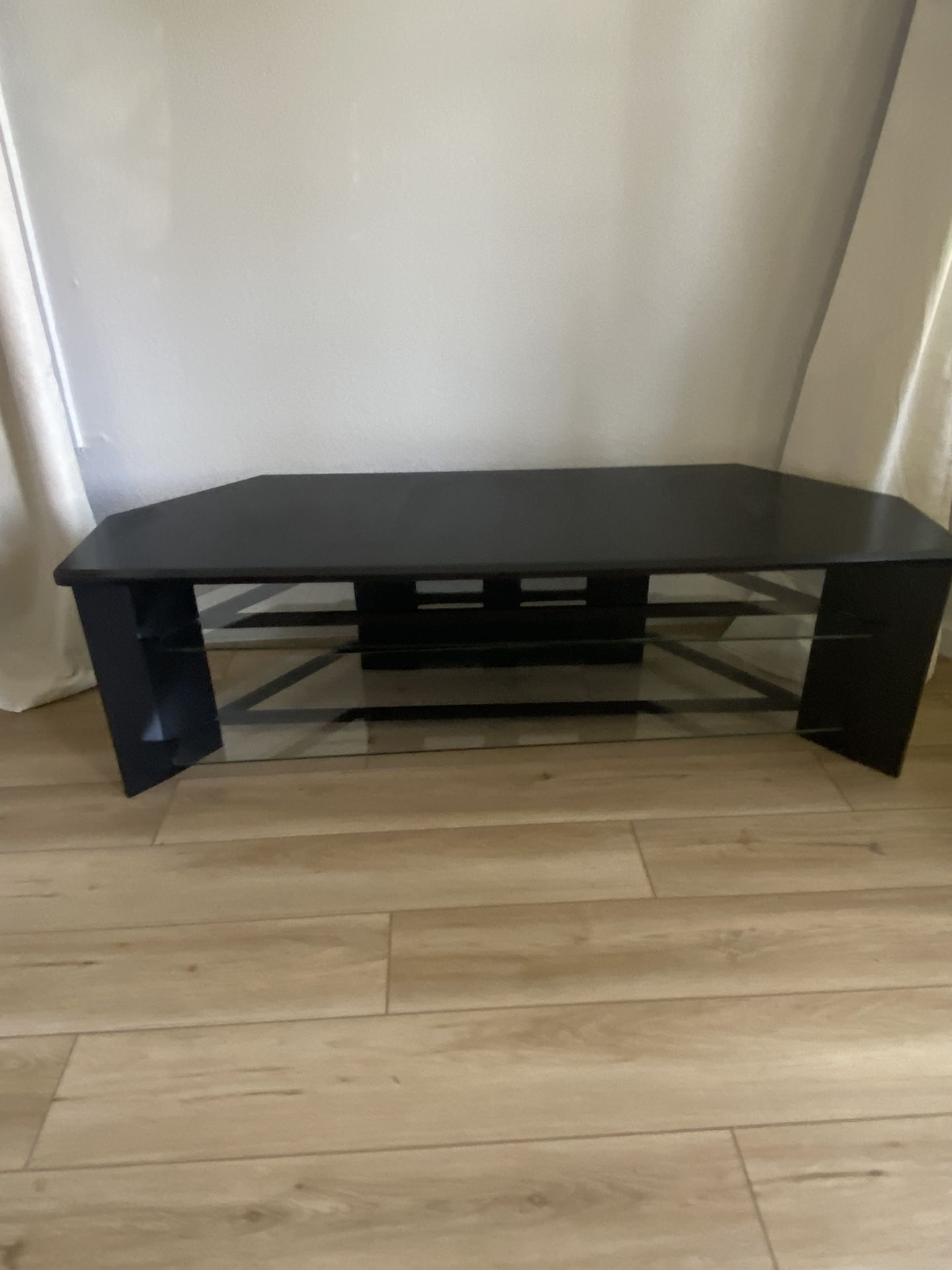 Black TV stand with Glass Shelves