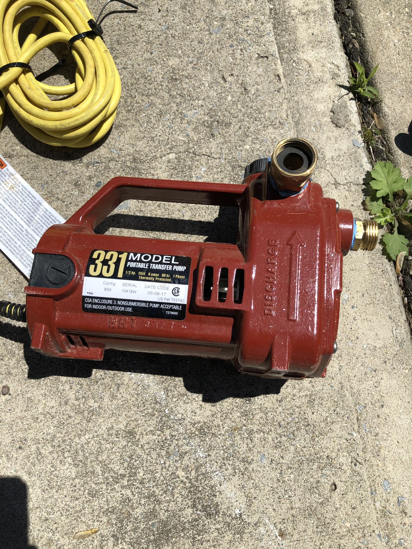 Portable Transfer PumpsLiberty PumpsModel 331 for Sale in Bronx, NY