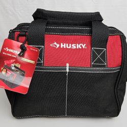 Husky Small Tool Storage Carry Bag Tote Zippered 10 inch Red Black Contractor
