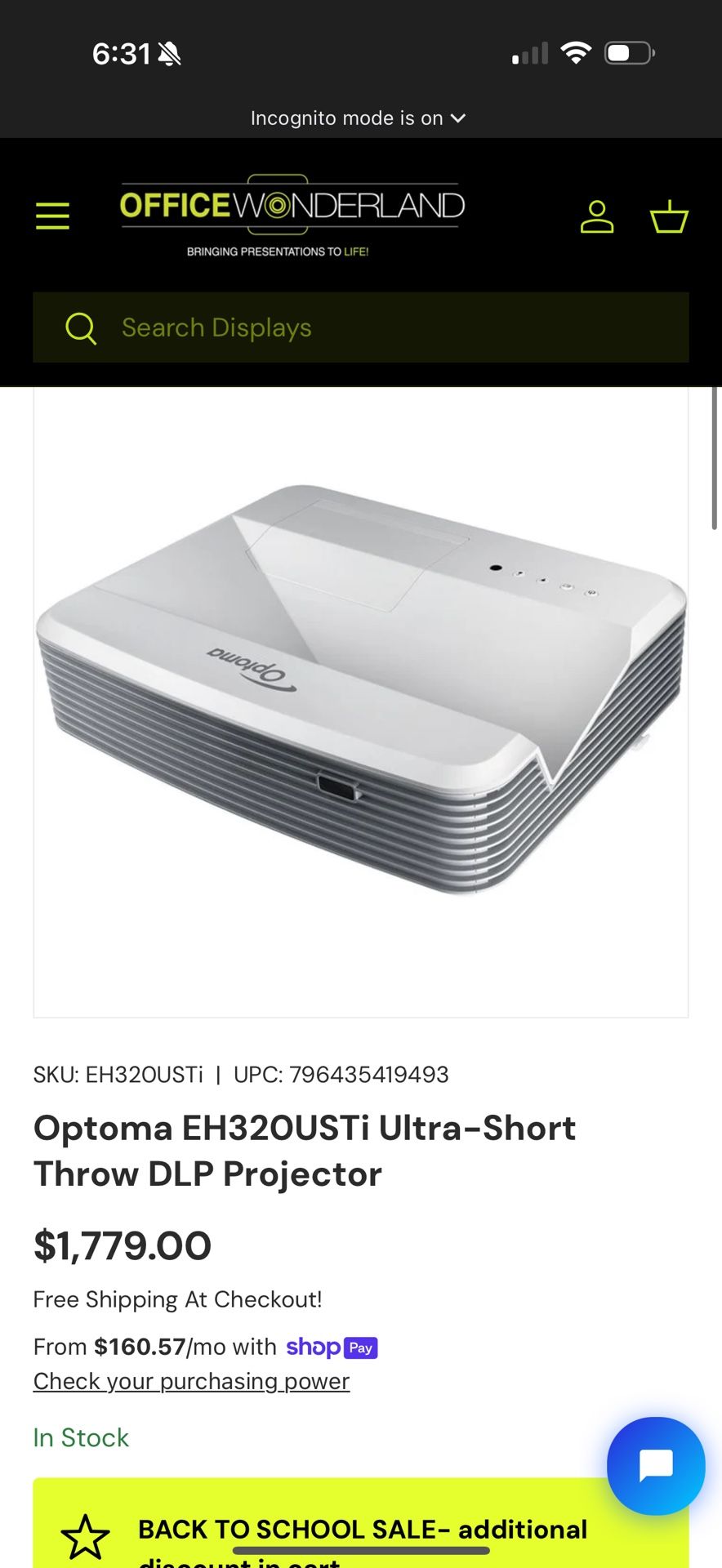 Optoma Ultra Short Throw Projector