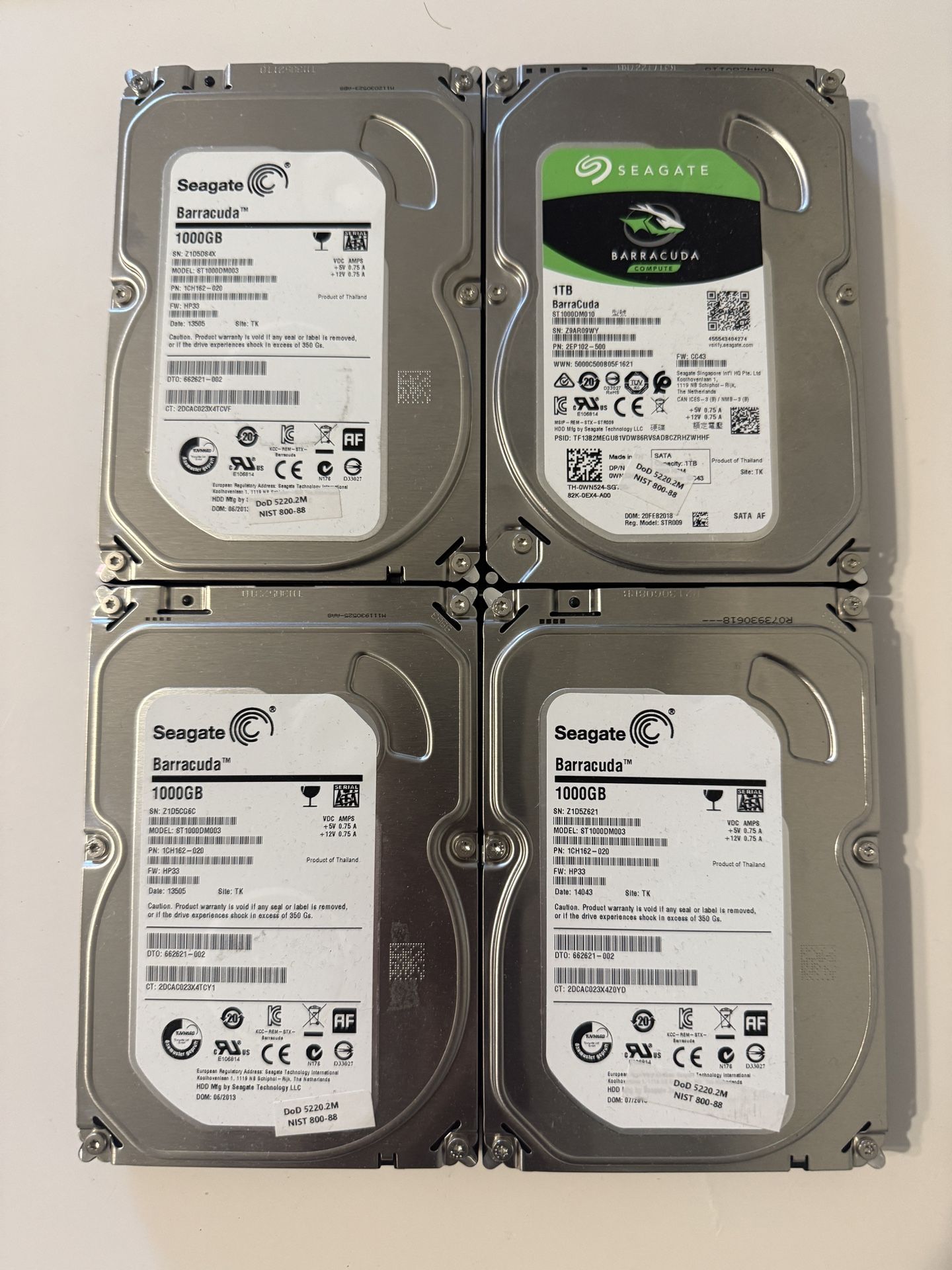 4x Seagate 1TB SATA HDDs