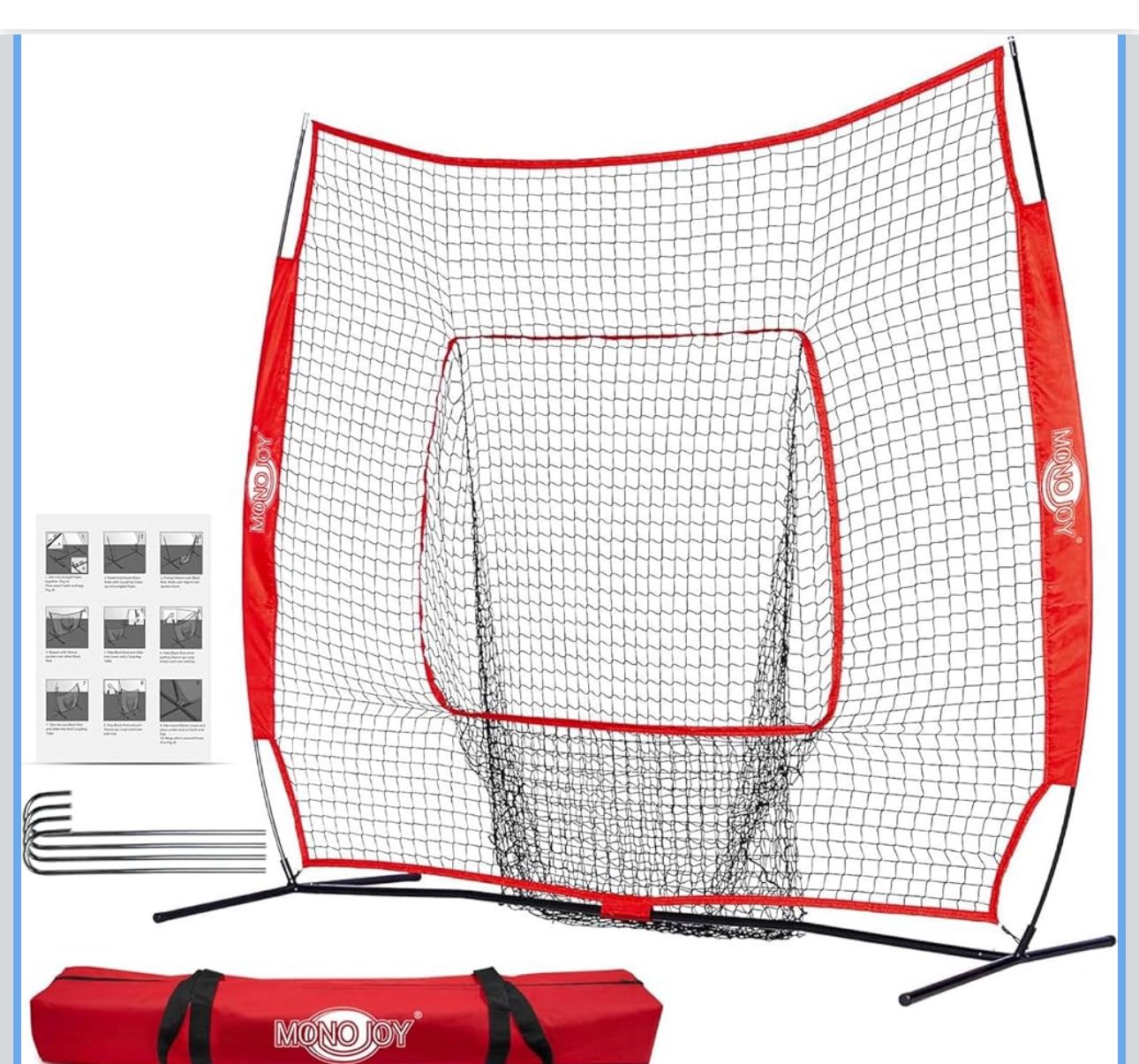 7x7ft Baseball Net for Batting and Pitching, Portable Softball Hitting Net with Carry Bag, Durable Batting Net for Backyard, Practice & Training