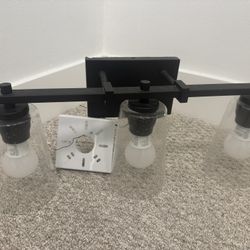 3x Solid Metal Three Head Light Fixtures W/ LED bulbs 