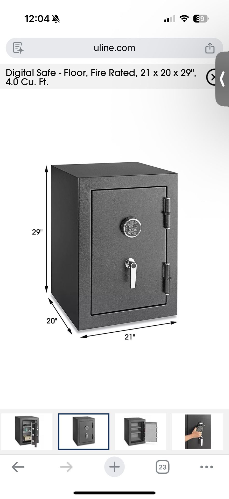 🔒 ULINE Digital Floor Safe Fire Rated