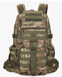 (Jungle camo)50L Military Tactical Backpack Hiking Waterproof Backpack Large Military Pack 3 Day Assault Pack Molle Bag Rucksack