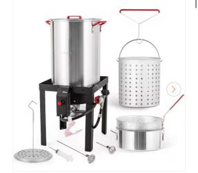 30 Qt. Turkey Fryer with Basket and 50,000 BTU Burner Set with Outdoor Fish Fryer Set