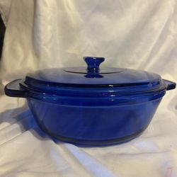Vintage  Blue Glass Pyrex Casserole Dishes 