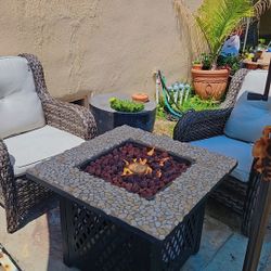 Outdoor Stone Gas Fire Pit (READ Description)