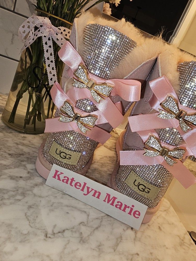 Ugg Boots Pink Rhinestone Bling