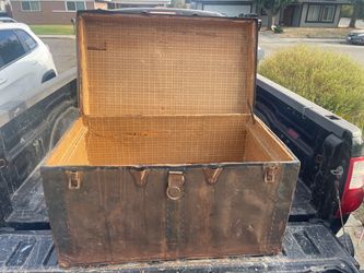 Antique Corbin Metal Steam Trunk 34x21x19