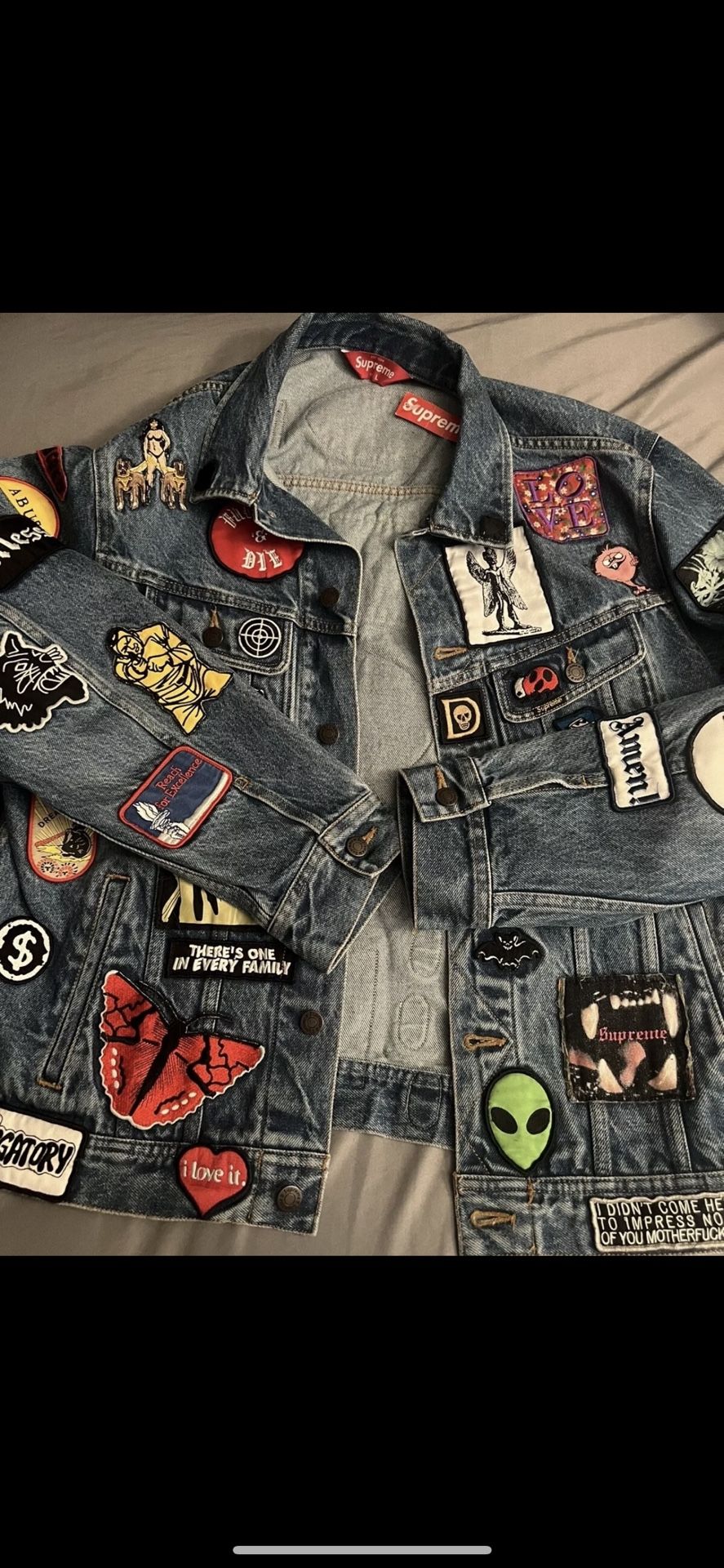 Supreme Patches Denim Trucker Jacket Large