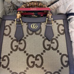 Gucci Diana Jumbo GG Small Tote Bag Beige Gold Hardware w/ Box