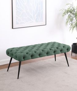 Upholstered Tufted Accent Bench With Stainless Steel Legs! 3 Colors! 