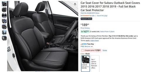 *NEW*Ikabevem Car Seat Cover for Subaru Outback PU Leather *Full Set* Black