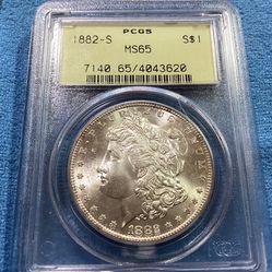 1882 S Morgan Silver Dollar PCGS MS 65