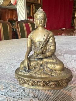 Brass Buddha Statue Seated Meditation Figurine