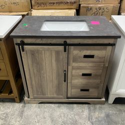 36" Bathroom Vanity Barn Door (Top Damaged )