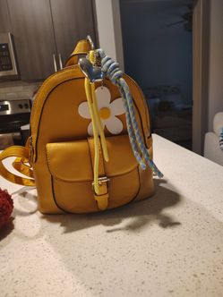 Yellow Mini Backpack with Daisy Detail
