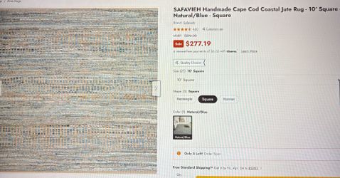 NWT - SAFAVIEH Handmade Cape Cod Coastal Jute Rug - 10' Square