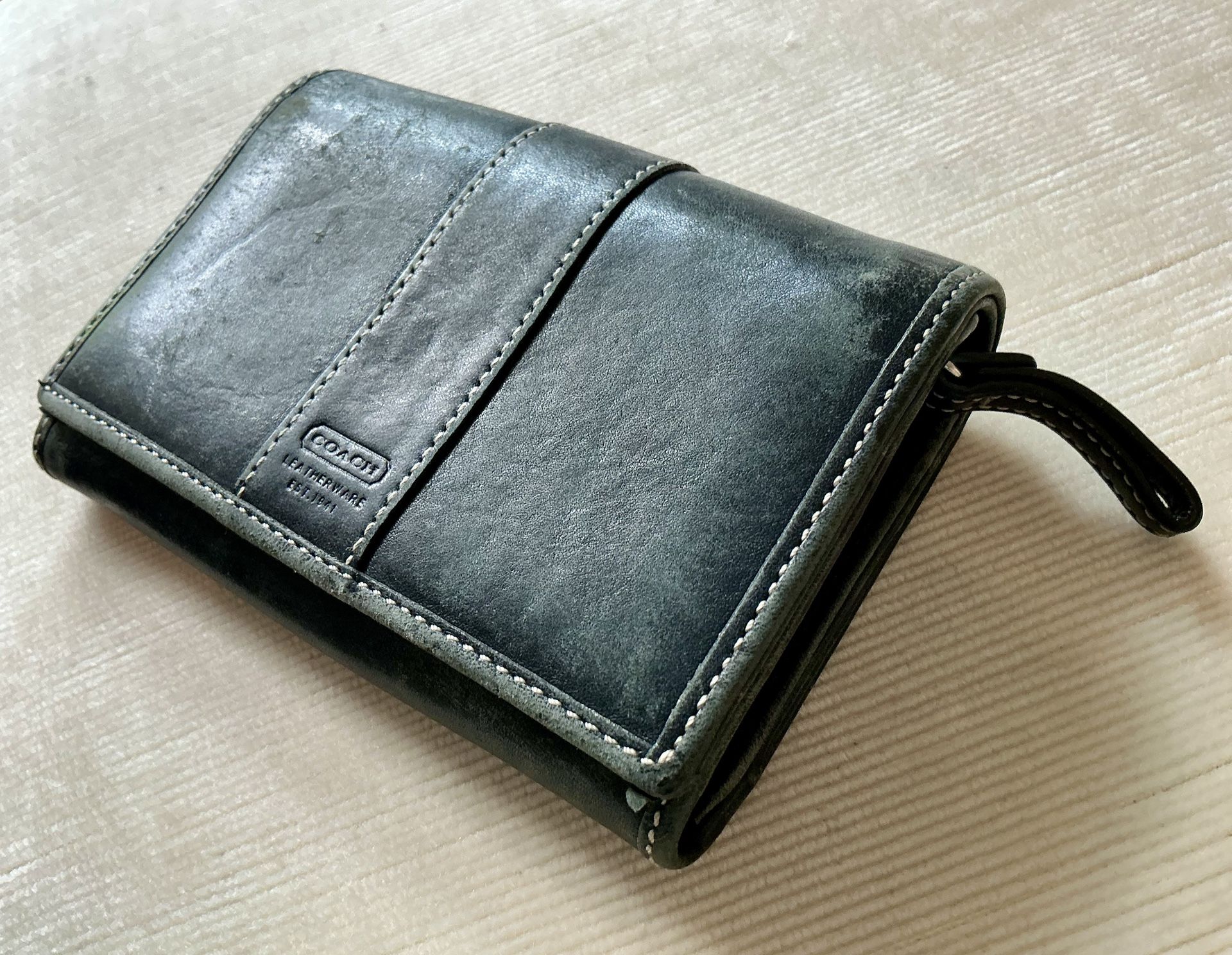 Vtg Coach Leather Stitch Bifold Wallet