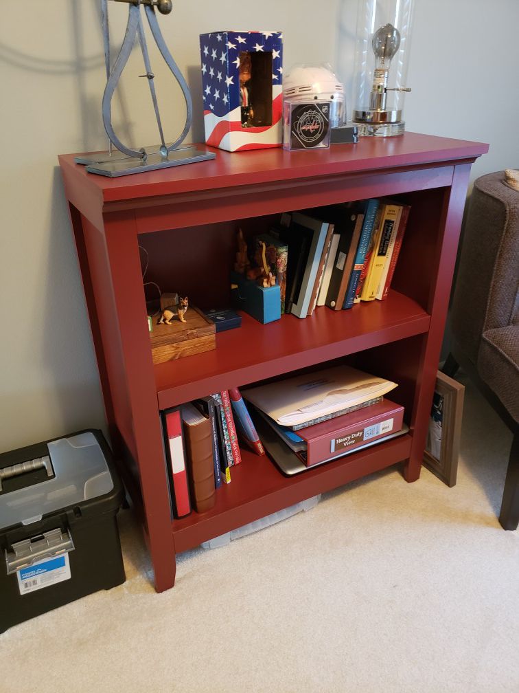 Red bookcase