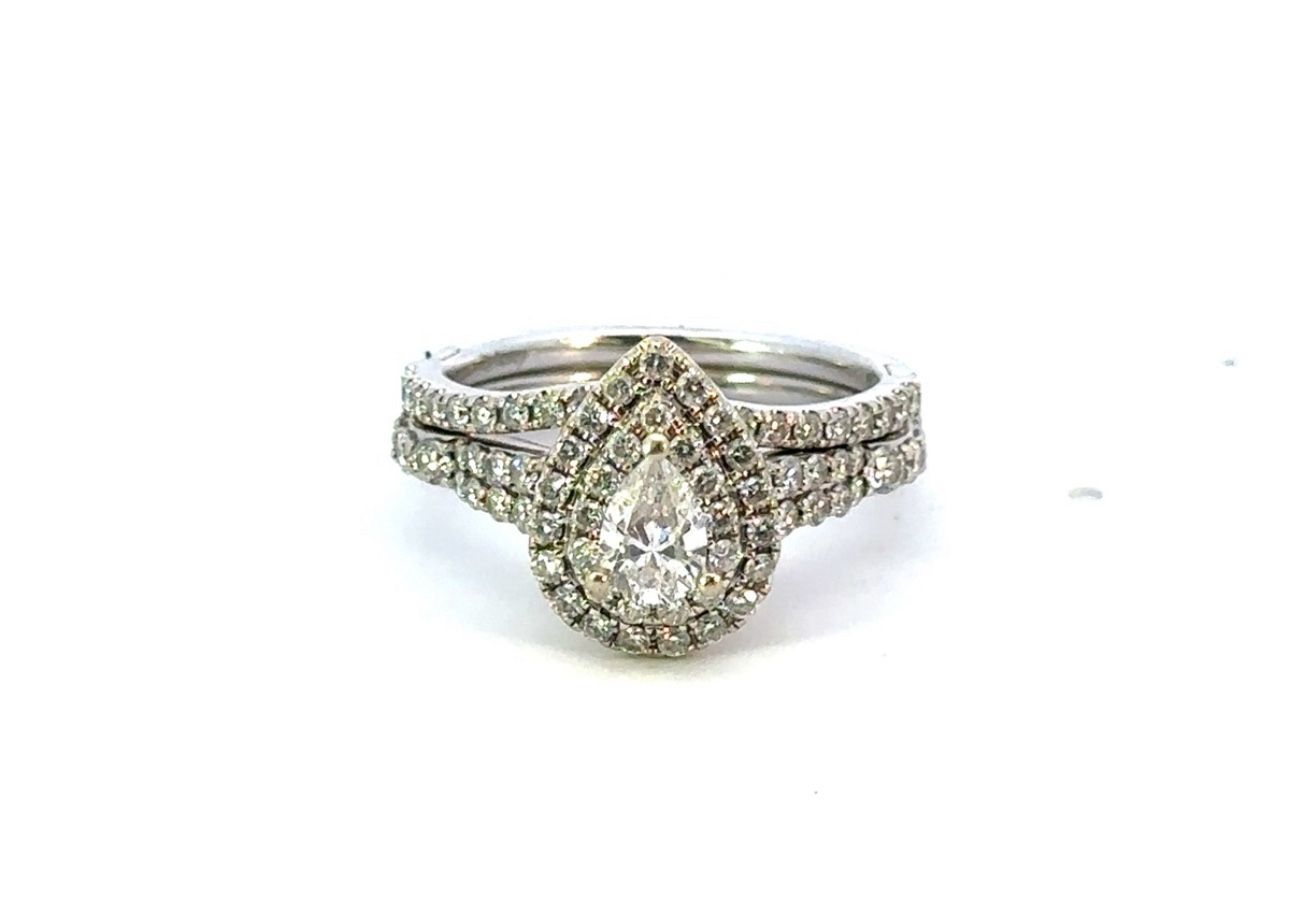 Woman’s Ladies 14k Enchanted Disney Ariel 1 CT. T.W. Pear Shaped Diamond Double Frame Shell Engagement Ring With Matching Band Size 6.5 GP3101714