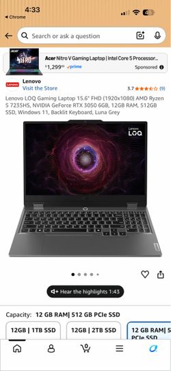 Lenovo LOQ15 Gaming Laptop