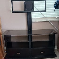 Glass Entertainment Center W/ Adjustable TV Stand