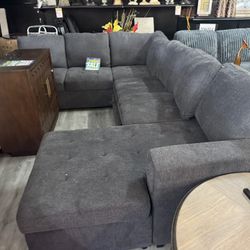 Grey U Shaped Sleeper Sectional 