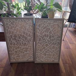 $10  for the pair. Tan and off-white abstract hanging wall art.