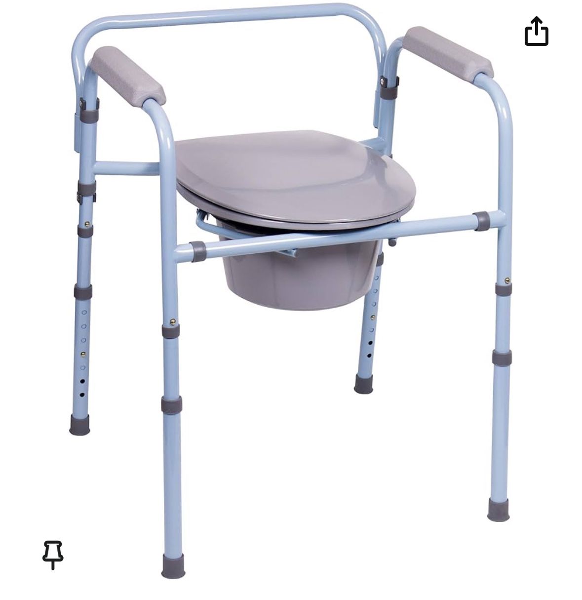 Carex 3-in-1 Folding Bedside Commode - Porta Potty for Adults - Portable Toilet for Camping, Supports Up to 300lbs, Bedside Commodes for Seniors and C