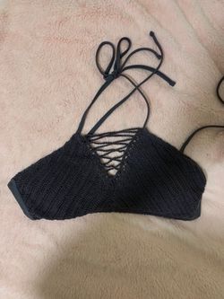 Purple crochet bikini top (size large)