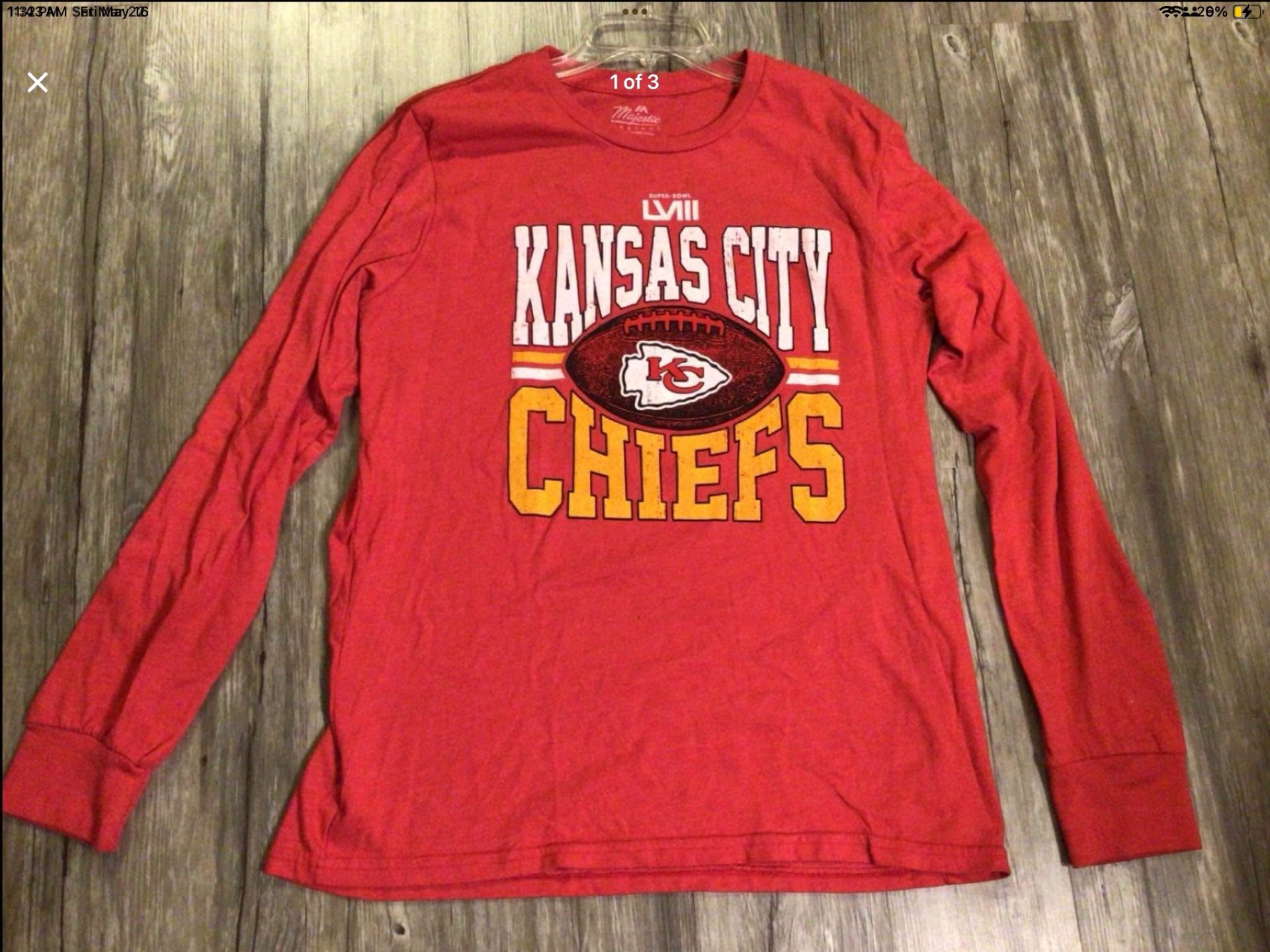 Adult Kansas City Chiefs Majestic Brand Long Sleeve T shirt